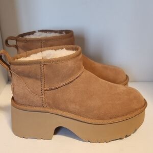 UGG Chestnut Suede Platform Boots